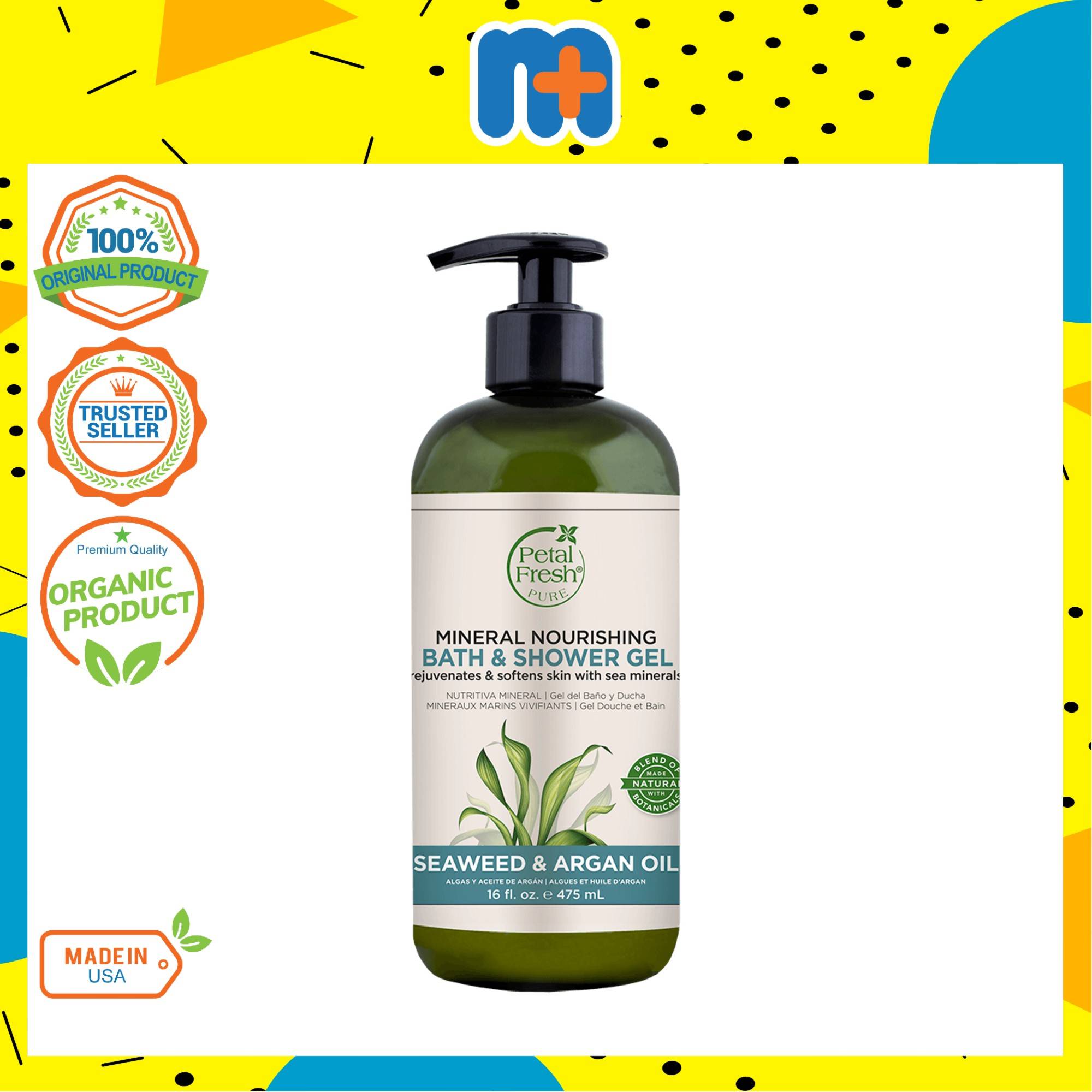 PETAL FRESH MINERAL NOURISHING BATH & SHOWER GEL SEAWEED & ARGAN OIL 475ML